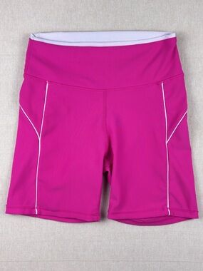 WILO The Label Pink Ribbed Biker Shorts Medium Activewear Pockets Workout